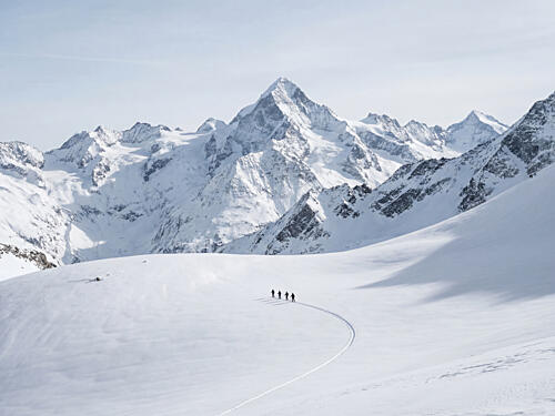 Winter Mountain Trek Art Print