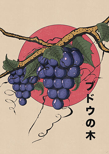 Vintage Japanese Grapes Art Print