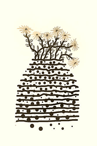 Dotted Vase Flowers Art Print
