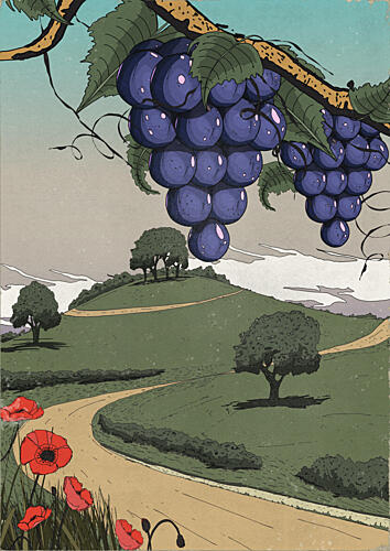 Purple Grapes Countryside Art Print