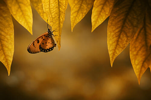 Delicate Autumn Butterfly Gold Print