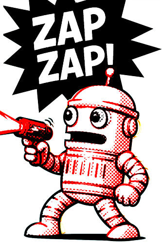 Retro Robot Zap Action Pop art reproduction