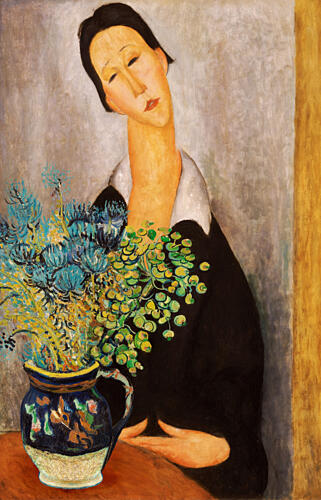 Elegant Woman with Flowers Art Print