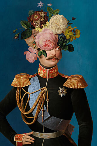 Floral Gentleman Portrait Gold Print
