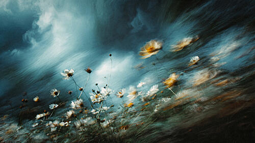 Stormy Wildflowers Art Print by Erkan Camlilar