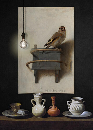 Classic Goldfinch and Still Life Gold Print
