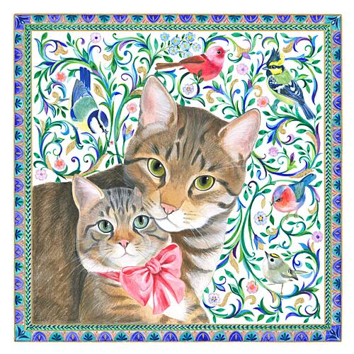Mother Cat and Kitten with Bow Art Print