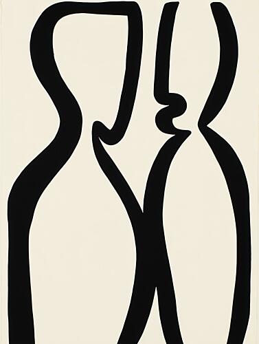 Abstract Figures Facing Art Print by Imaginative
