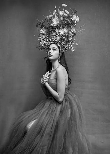Elegant Woman Flower Crown Art Print
