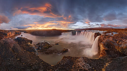 Dramatic Godafoss Sunset Art Print by Jan Smid Master Qep