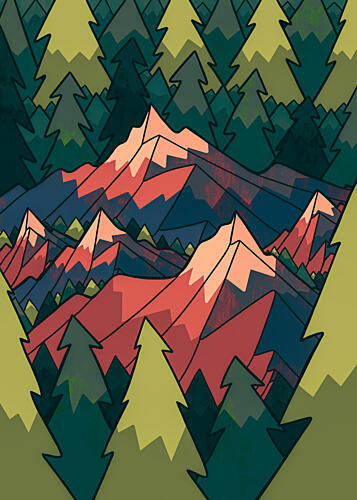 Mountain Forest Peaks Art Print