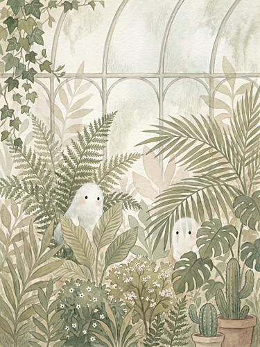 Whimsical Greenhouse Friends Art Print