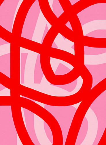 Dynamic Red Pink Curves Art Print by Studio Memb