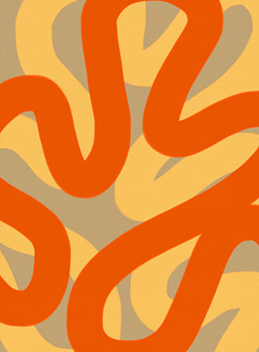Fluid Orange Abstract Lines Art Print by Studio Memb