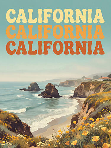 Retro California Coast Art Print