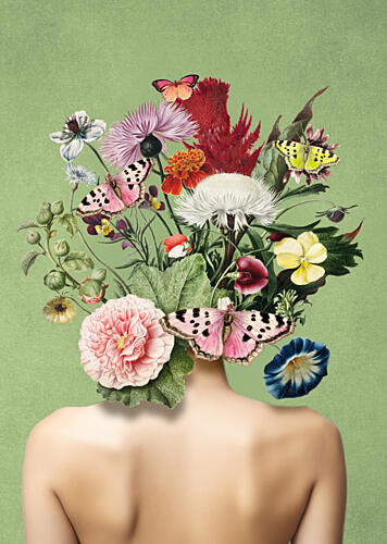 Surreal Floral Woman Art Print