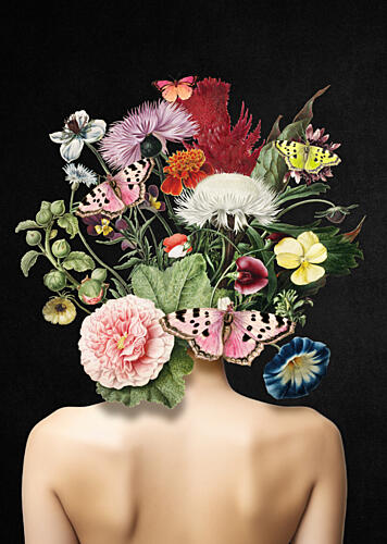 Woman with Flower Head Art Print