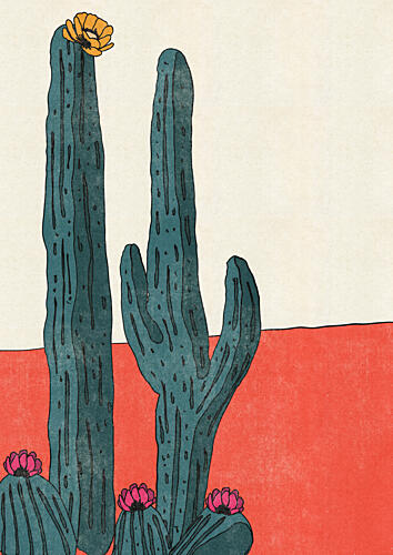 Vibrant Desert Cacti Art Print
