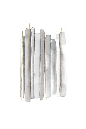 Grey Gold Lines Gold Print