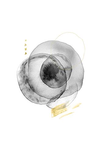 Black Gold Fluid Circles Art Print by Fabiana Silveira