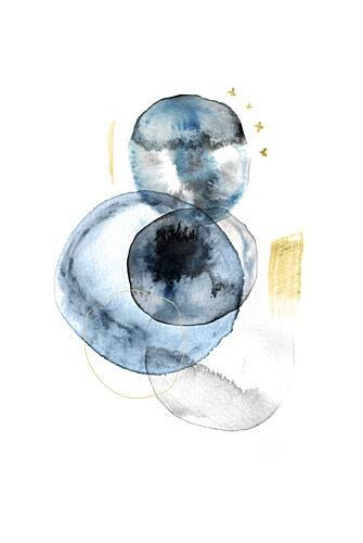 Elegant Blue Gold Shapes Art Print by Fabiana Silveira