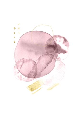 Blush Gold Fluid Shapes Art Print by Fabiana Silveira