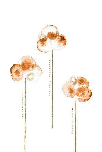 Minimalist Orange Blooms Gold Print