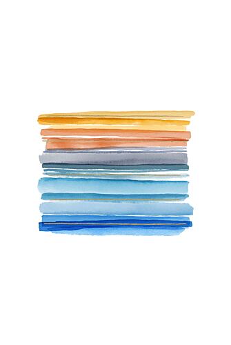 Sunset Watercolor Stripes Gold Print