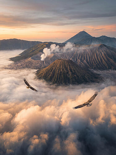 Volcano Peak Eagles Art Print