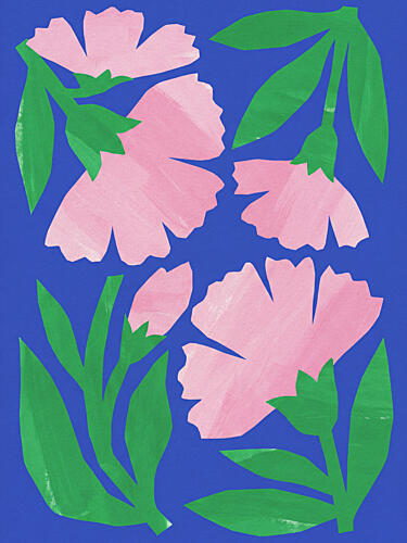 Pink Floral Cutouts Art Print