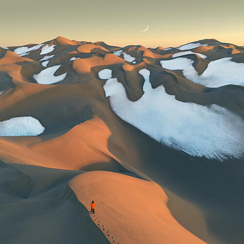 Golden Dunes Crescent Moon Gold Print