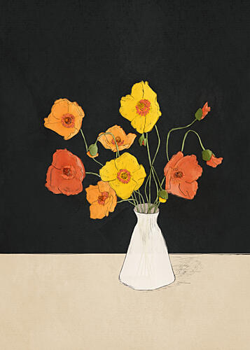 Golden Orange Poppies Pop art reproduction