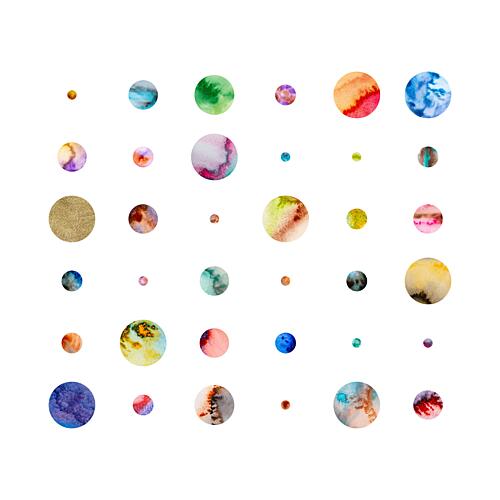 Watercolor Planets Gold Print