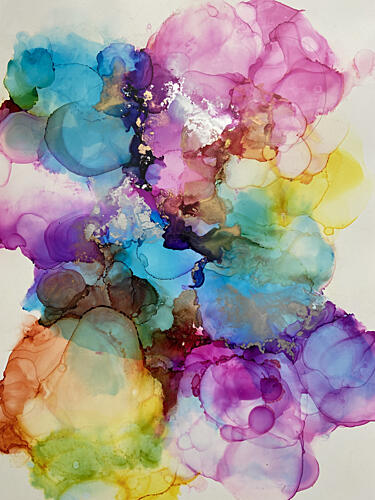 Colorful Fluid Ink Dream Gold Print