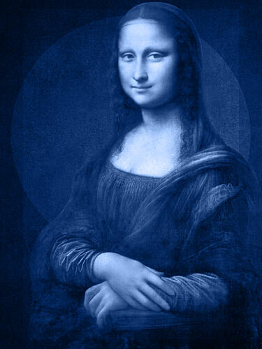 Serene Blue Woman Portrait Art Print