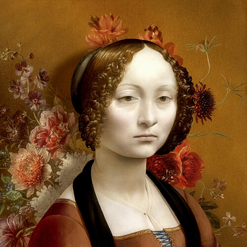 Renaissance Lady with Flowers Art Print