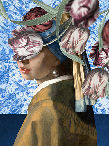 Tulips with Pearl Earring Art Print