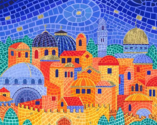 Jerusalem Mosaic Gold Print