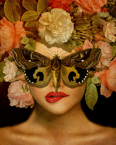 Butterfly Masked Woman Art Print