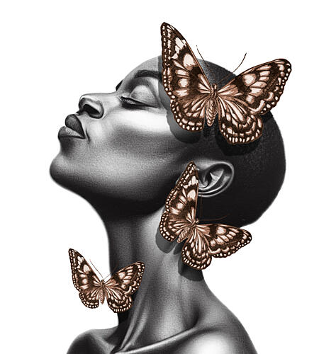 Dreaming Black Woman Butterflies Art Print