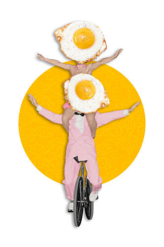 Whimsical Unicycle Egg Stack Pop art reproduction