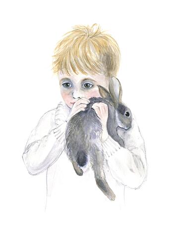 Little Boy and Rabbit Art Print