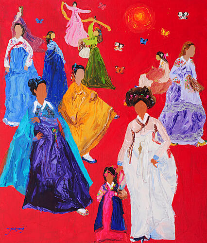 Vibrant Hanbok Celebration Art Print