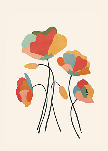 Colorful Abstract Poppies Pop art reproduction