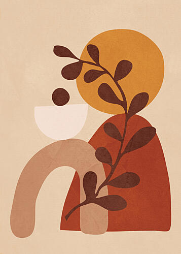 Boho Desert Plant Shapes Art Print by Flow Line