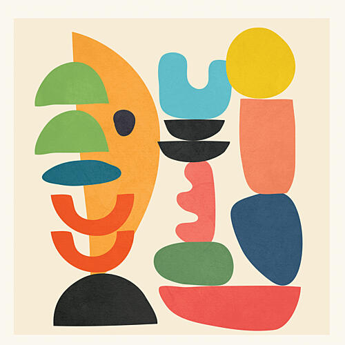 Colorful Balanced Shapes Art Print by Flow Line