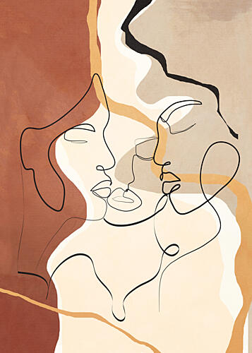 Earthy Line Faces Art Print by Nadjaa
