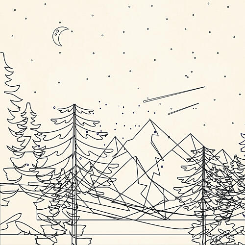 Starry Mountain Night Art Print by Nadjaa