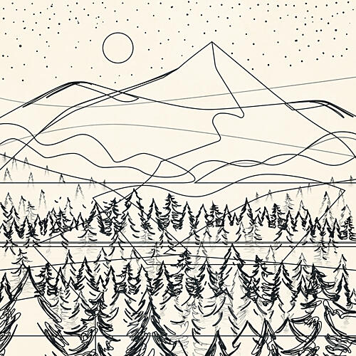 Starry Mountain Forest Art Print by Nadjaa