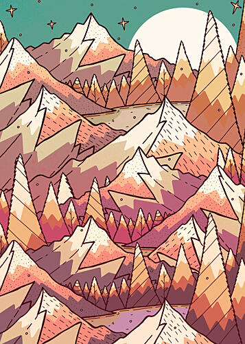 Vibrant Mountain Forest Art Print